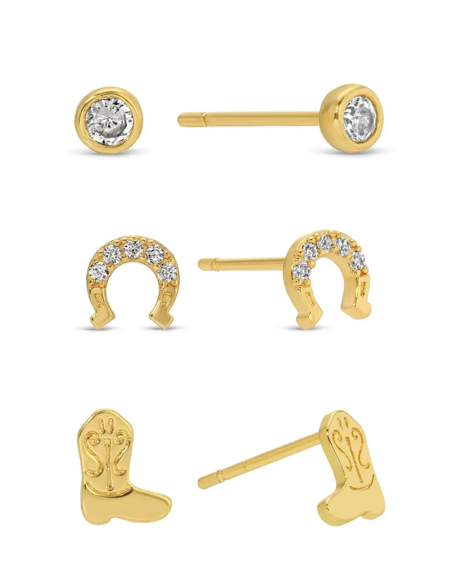 Velvet Tag Earring Studs | Set of 3