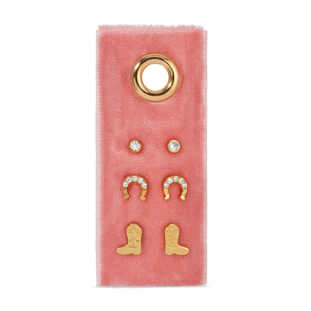 Velvet Tag Earring Studs | Set of 3