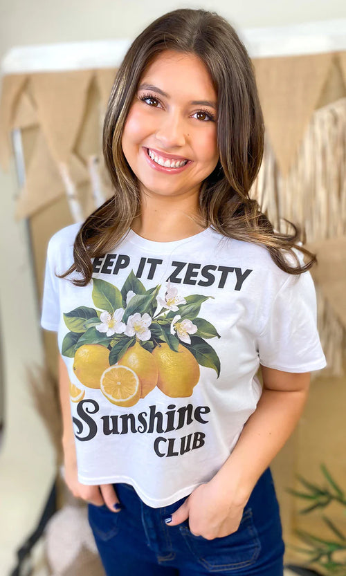 'Keep It Zesty' Sunshine Club Crop Tee