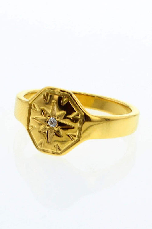 North Star Compass Signet Waterproof Ring