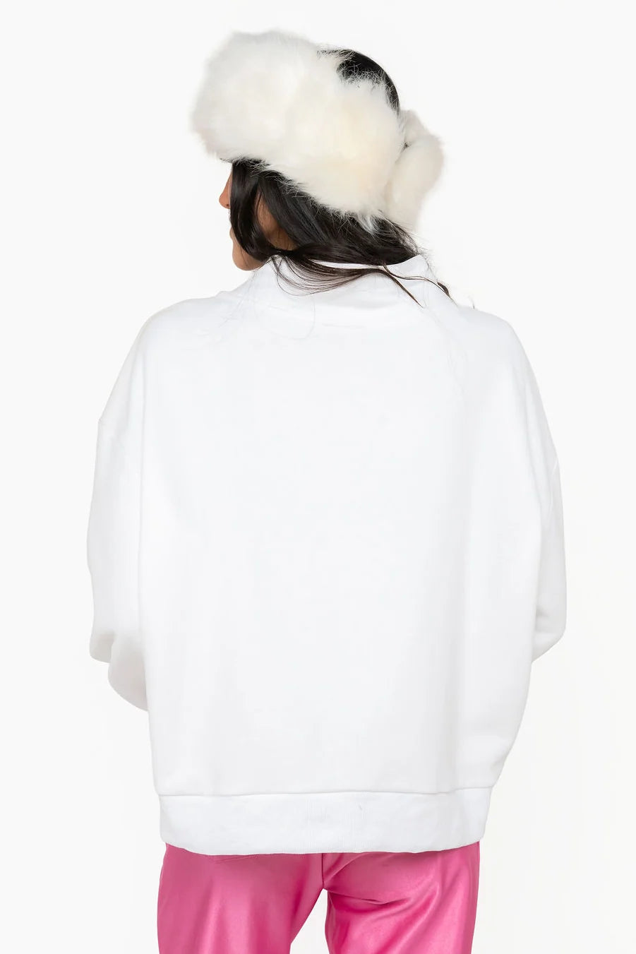 White Skier Girls Mock Neck Sweatshirt  | Queen of Sparkles