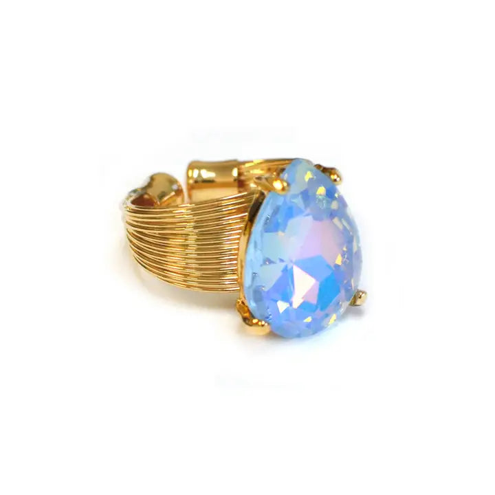 Teardrop Crystal Wire Ring