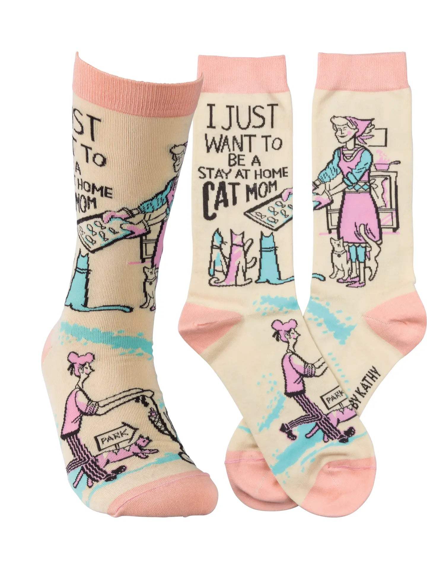Classic Woven Crew Socks - Cats