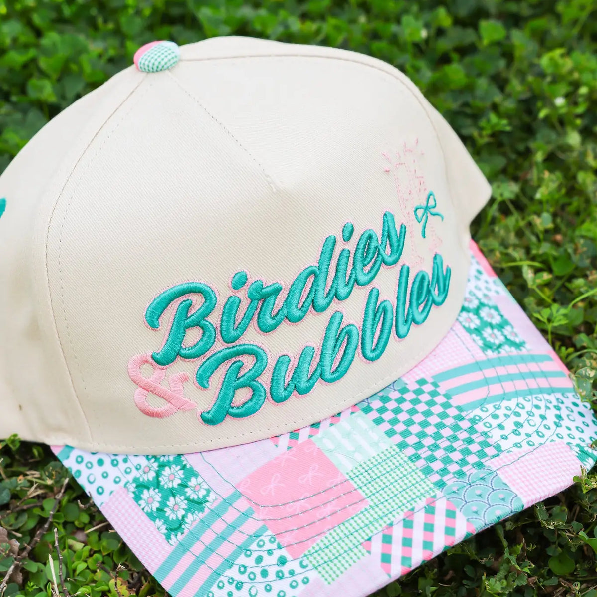 Birdies & Bubbles Puff Embroidered Canvas Cap