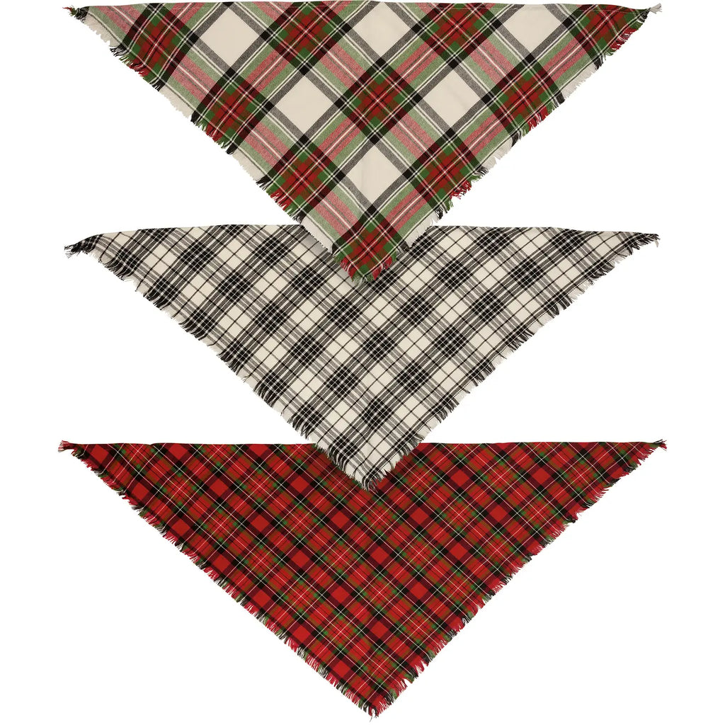 Christmas Plaid Dog Bandanas | Set of 3