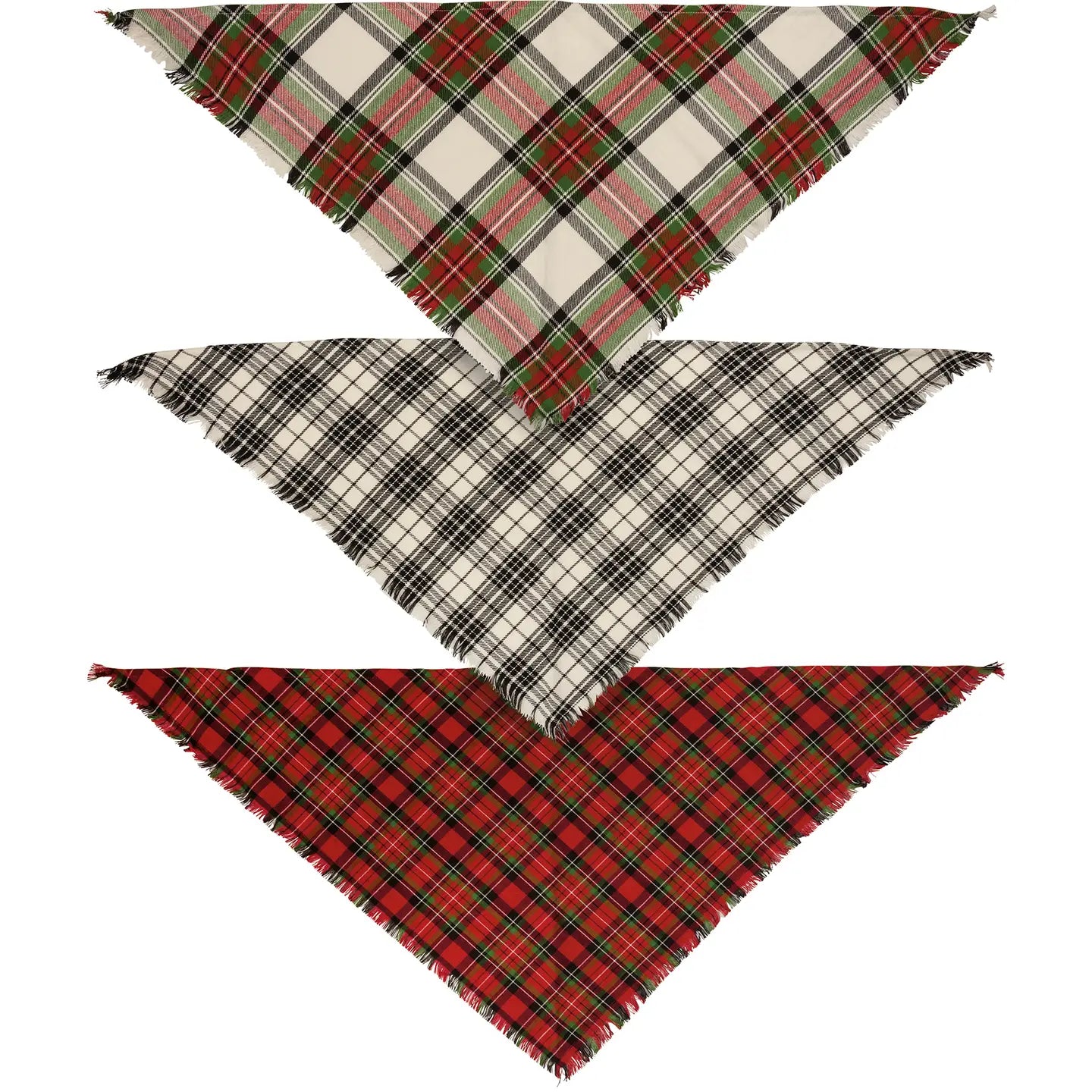 Christmas Plaid Dog Bandanas | Set of 3