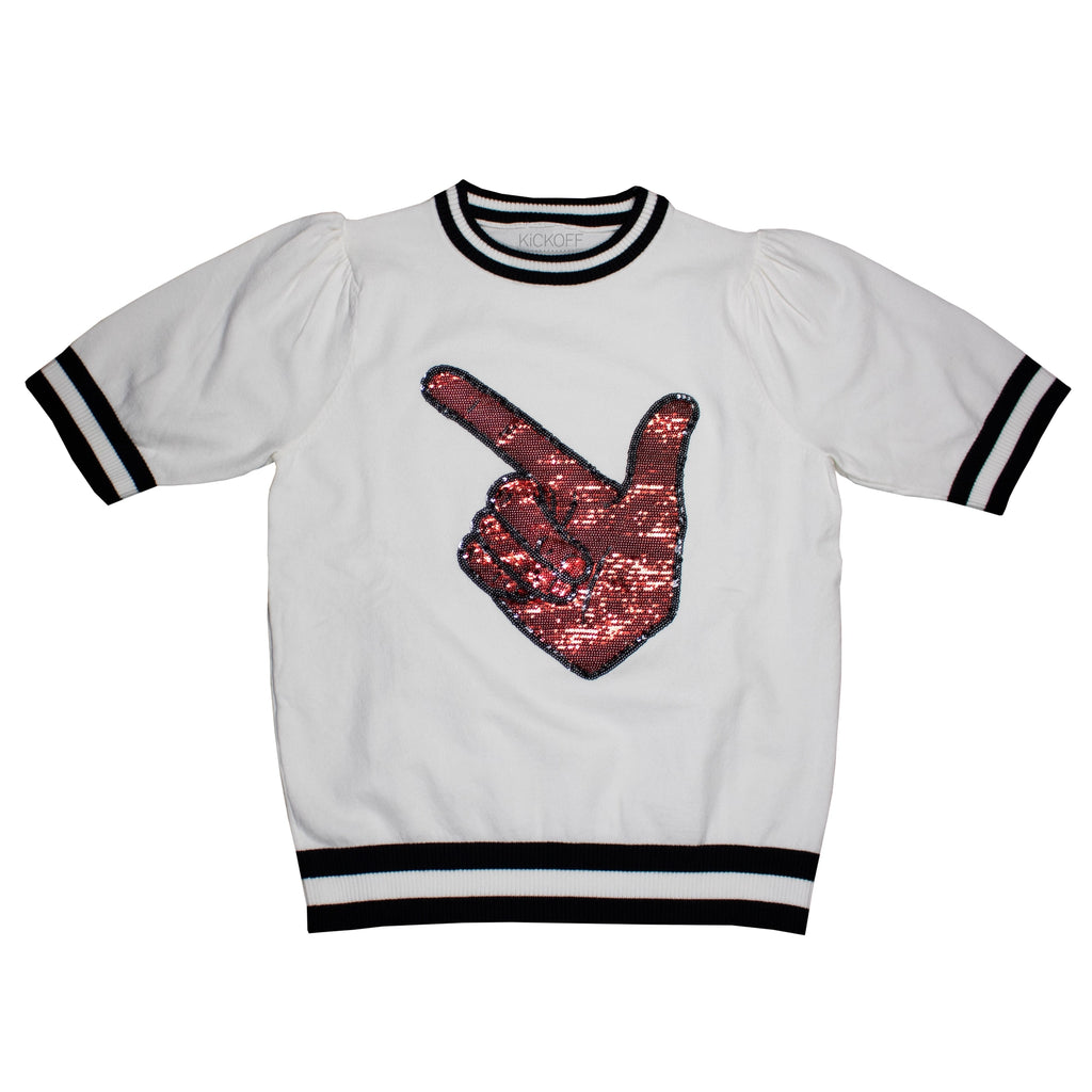 NCAA Licensed Sequin Varsity Short Sleeve Sweater Top