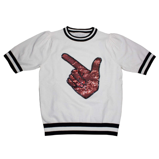 NCAA Licensed Sequin Varsity Short Sleeve Sweater Top