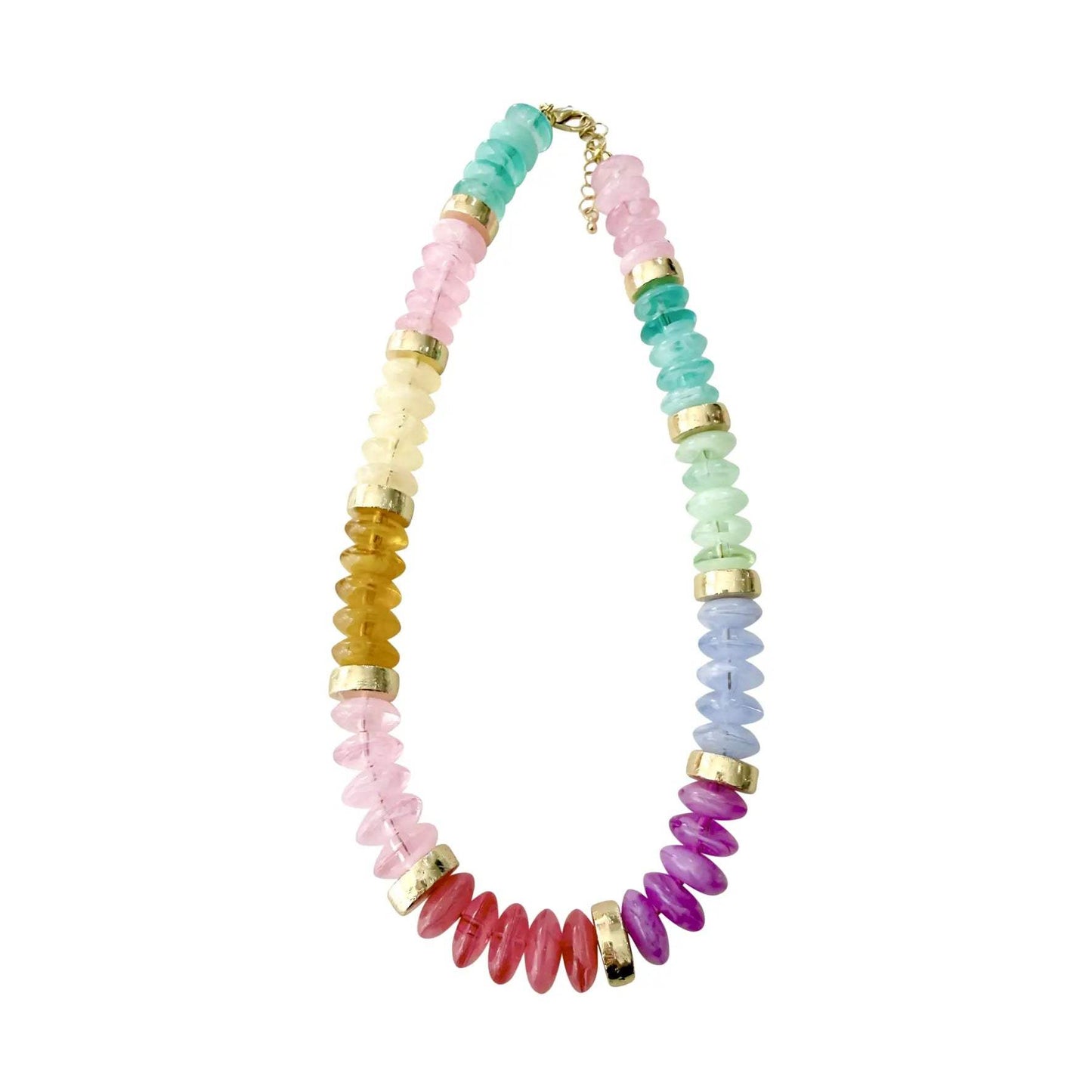Rainbow Disc Statement Necklace