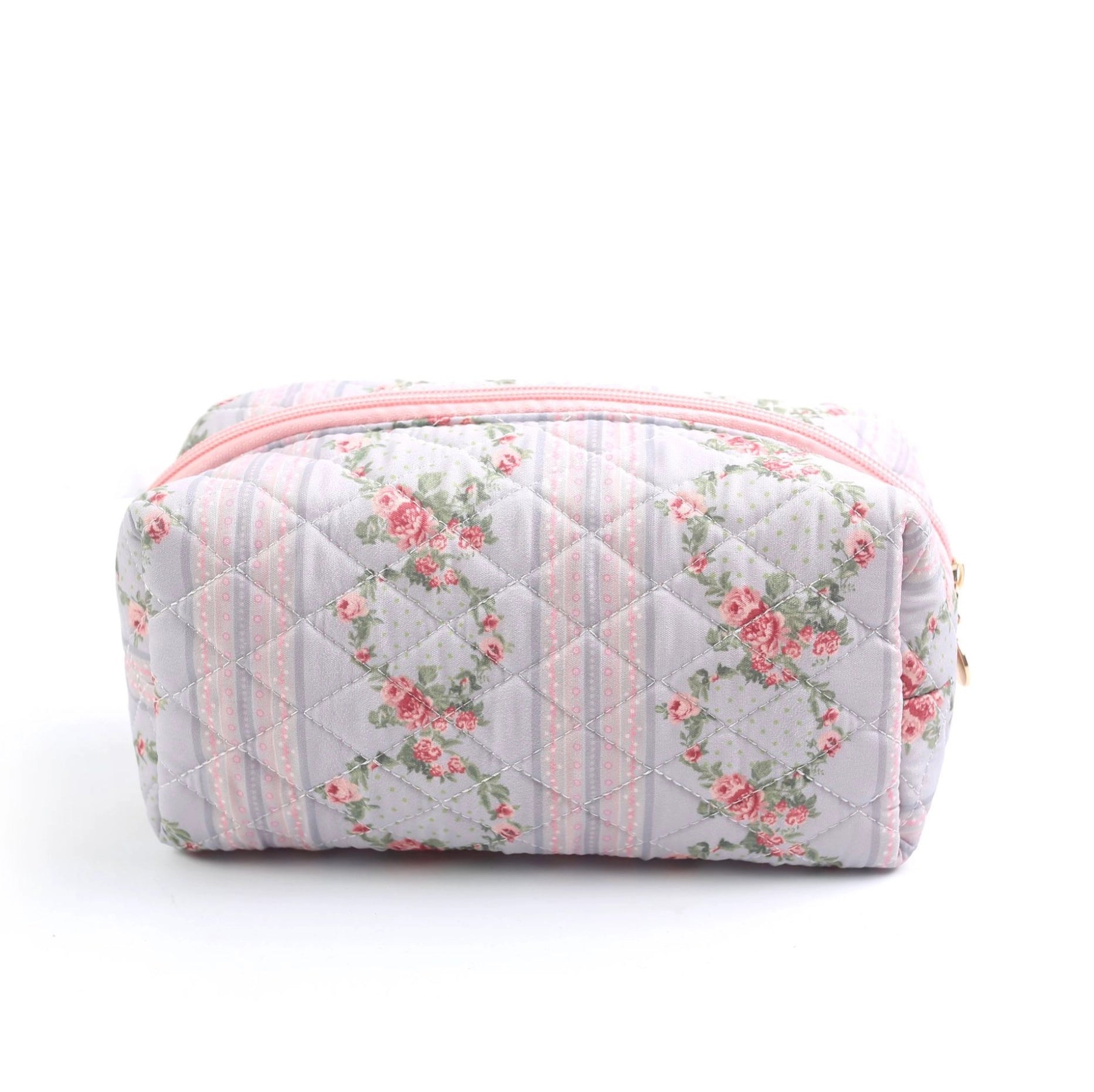 Floral Charm Quilted Cosmetic Bag