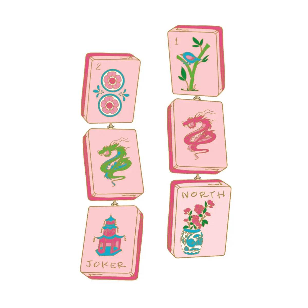 Linked Mahjong Tile Earrings