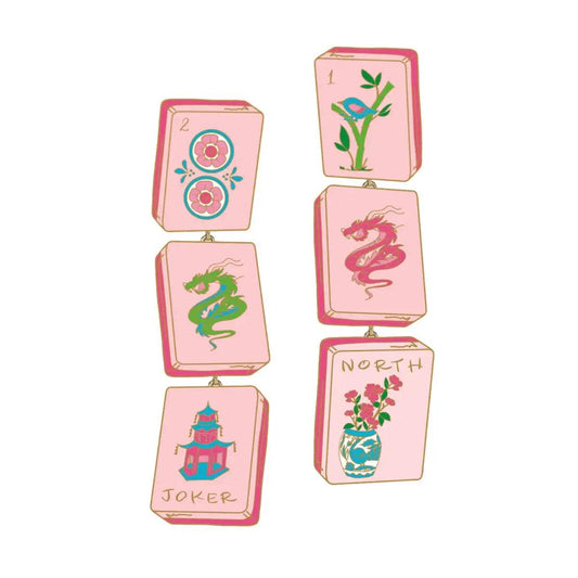 Linked Mahjong Tile Earrings