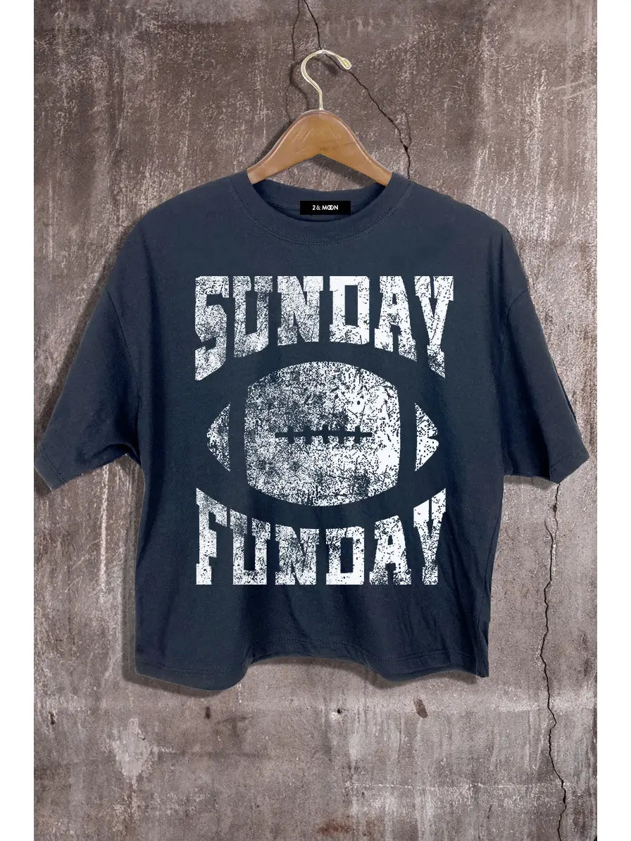 Sunday Funday Football Graphic Crop Tee