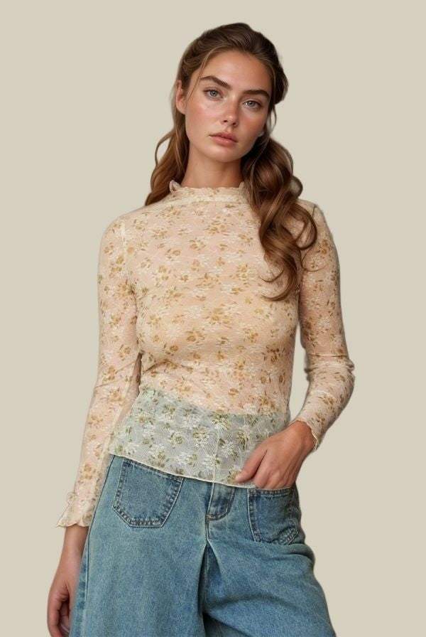 Kelani Floral Mesh Lace Top