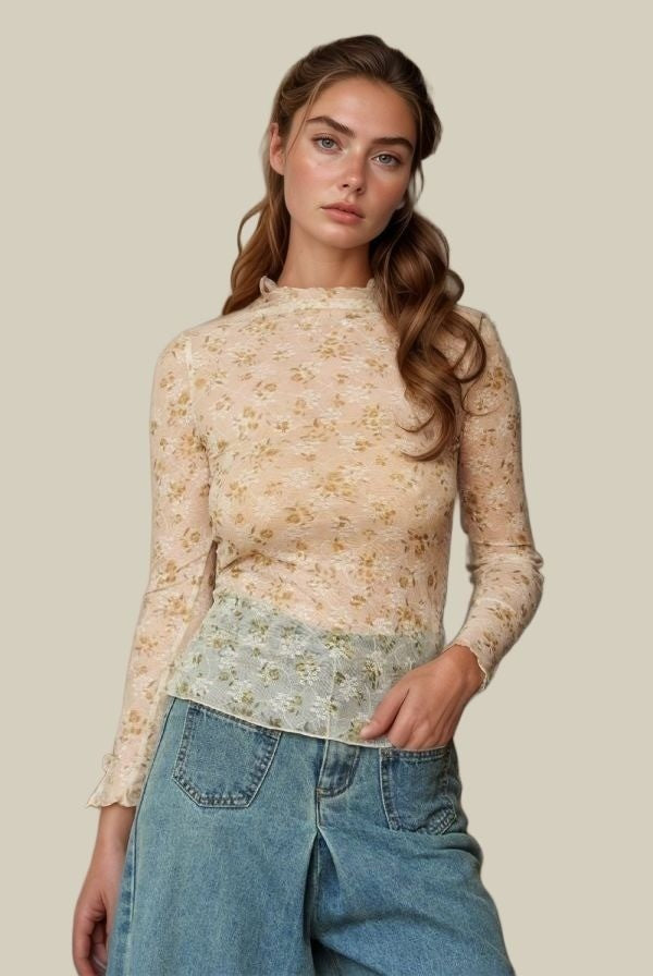 Kelani Floral Mesh Lace Top