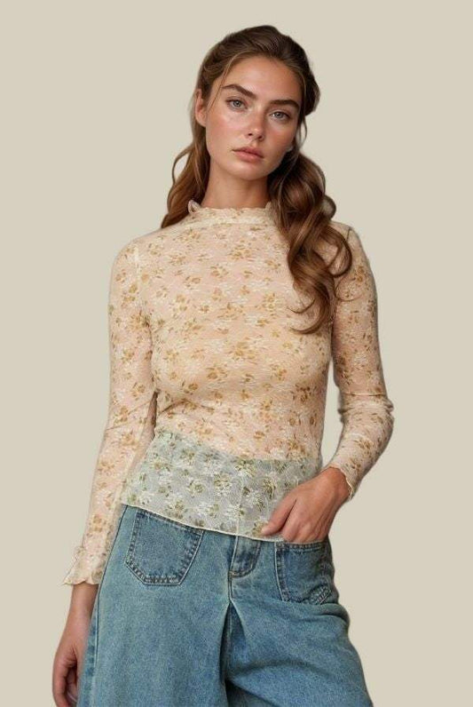 Kelani Floral Mesh Lace Top