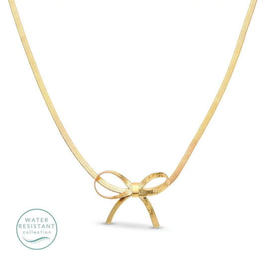 Water Resistant Delicate Bow Necklace