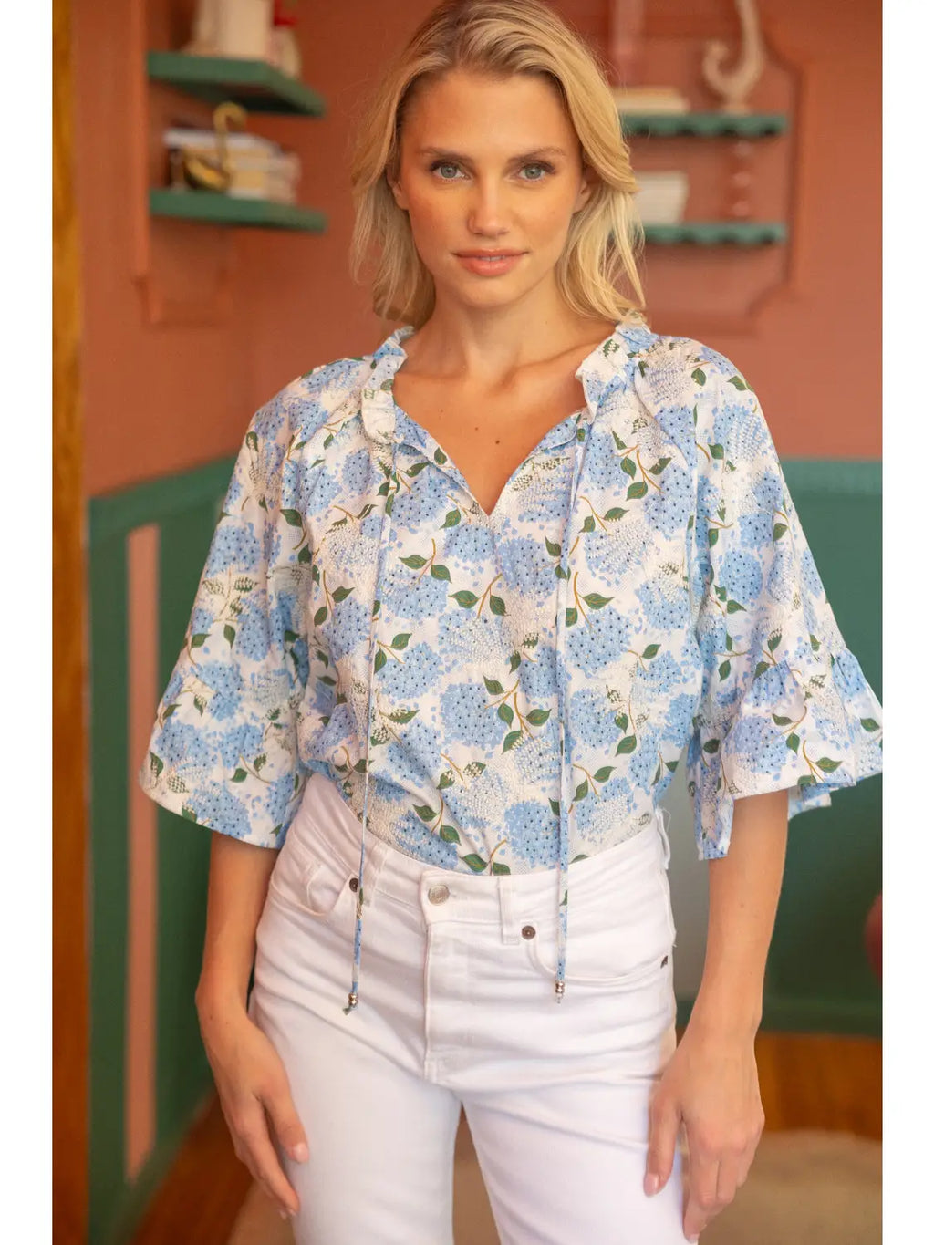 Esme Embroidered Floral Tie Top