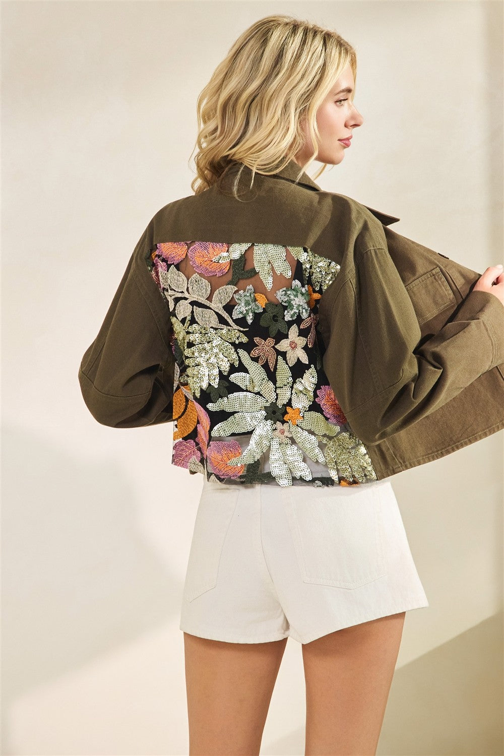 Sequin Contrast Canvas Jacket