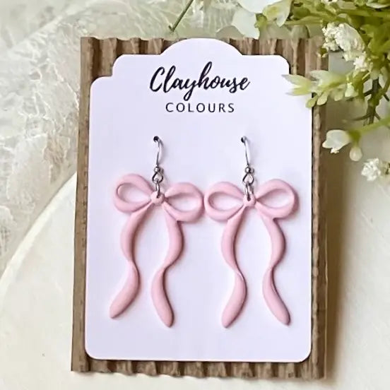 Valentine's Day Clay Bow Earrings