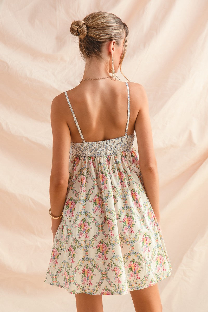 Camille Mixed Floral Mini Dresss