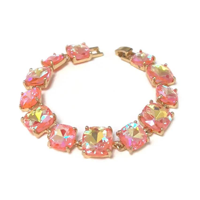 Rosalind Cushion Cut Crystal Glass Linked Bracelet