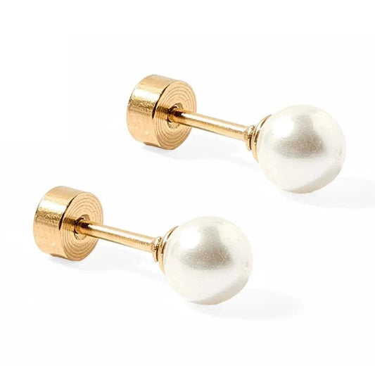 Payton Pearl White Screwback Stud Earrings