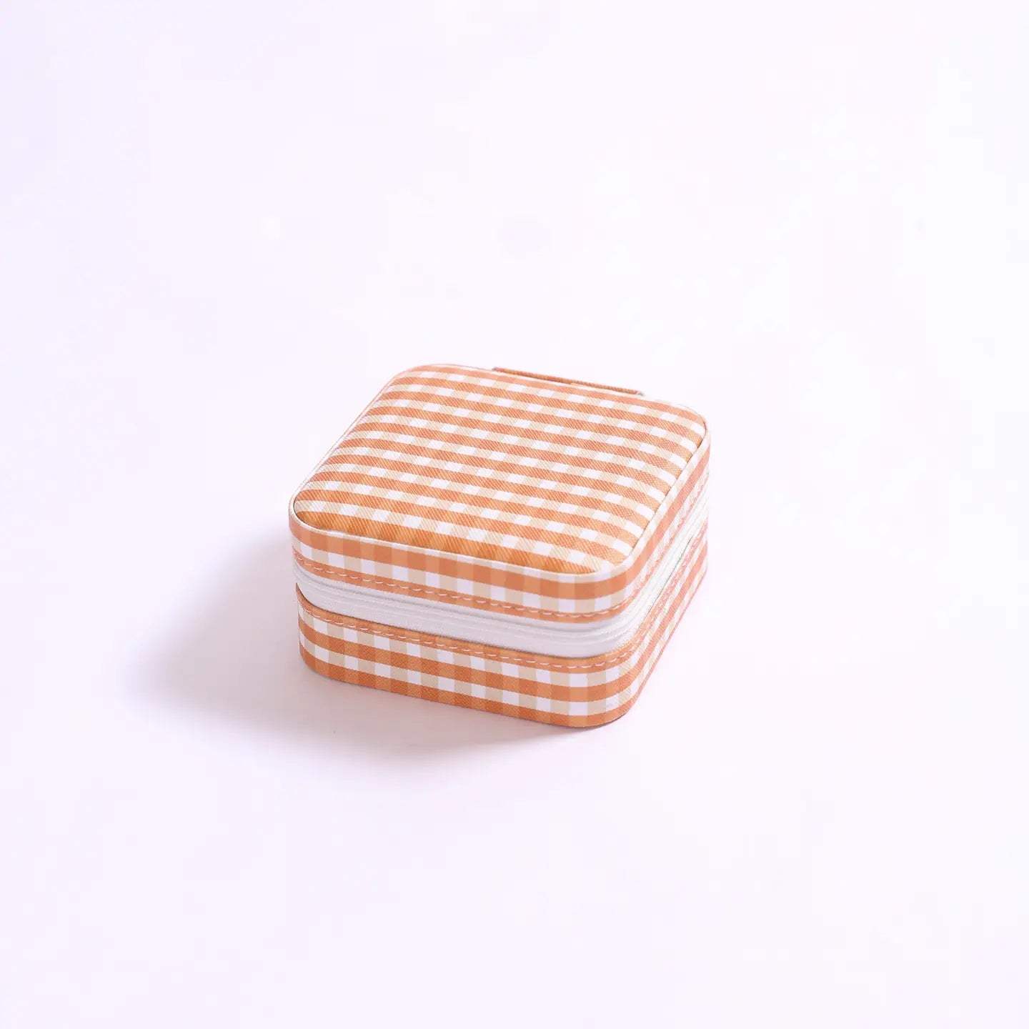 Jet Set Travel Jewelry Case - Gingham Burnt Orange