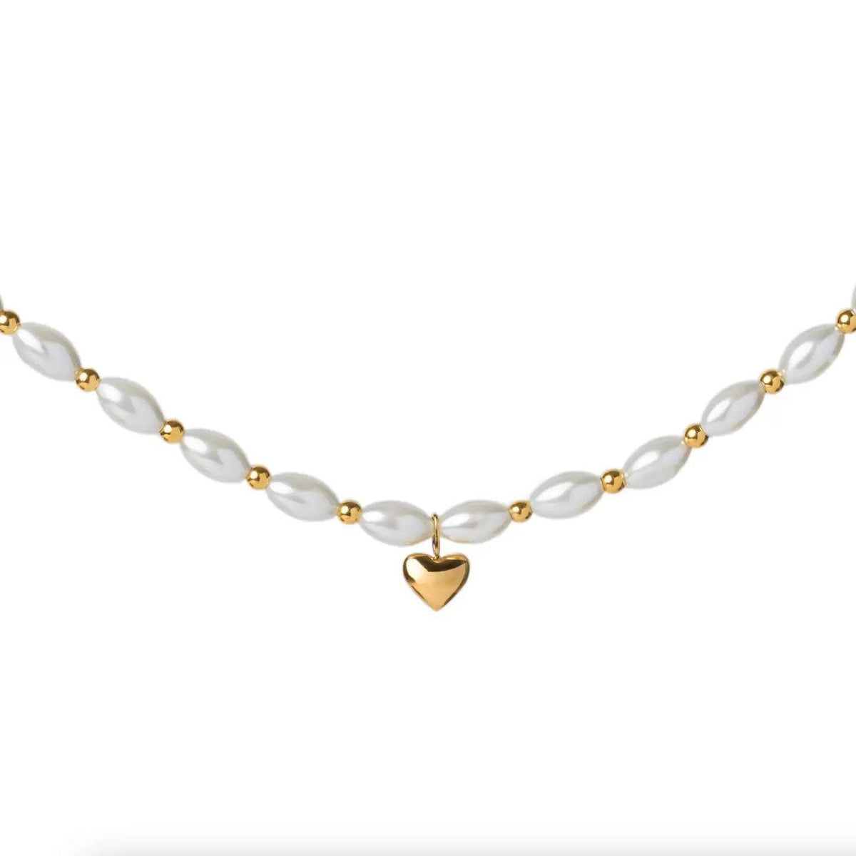 White Shell & Gold Heart Layered Necklace