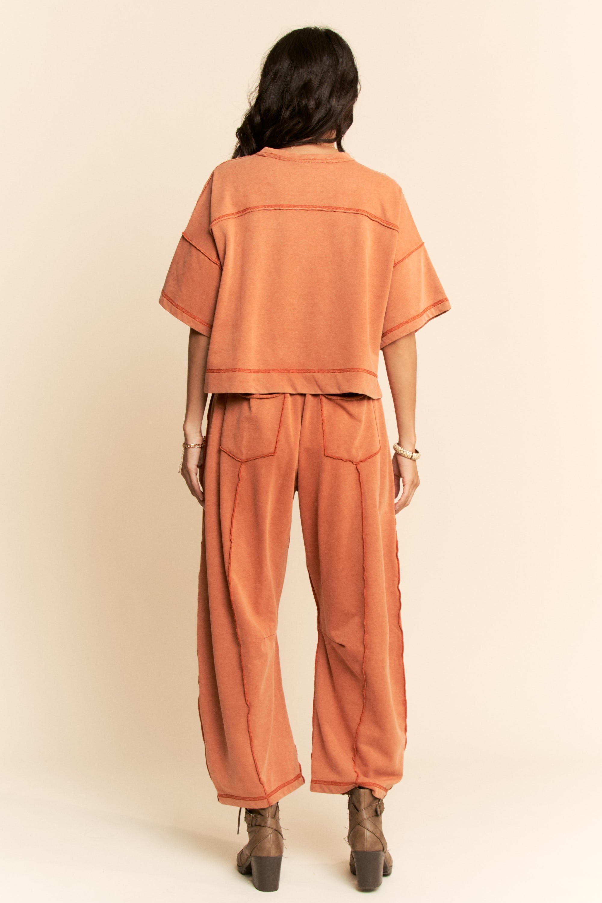 PLUS SIZE | Mineral Washed Barrel Pant Set