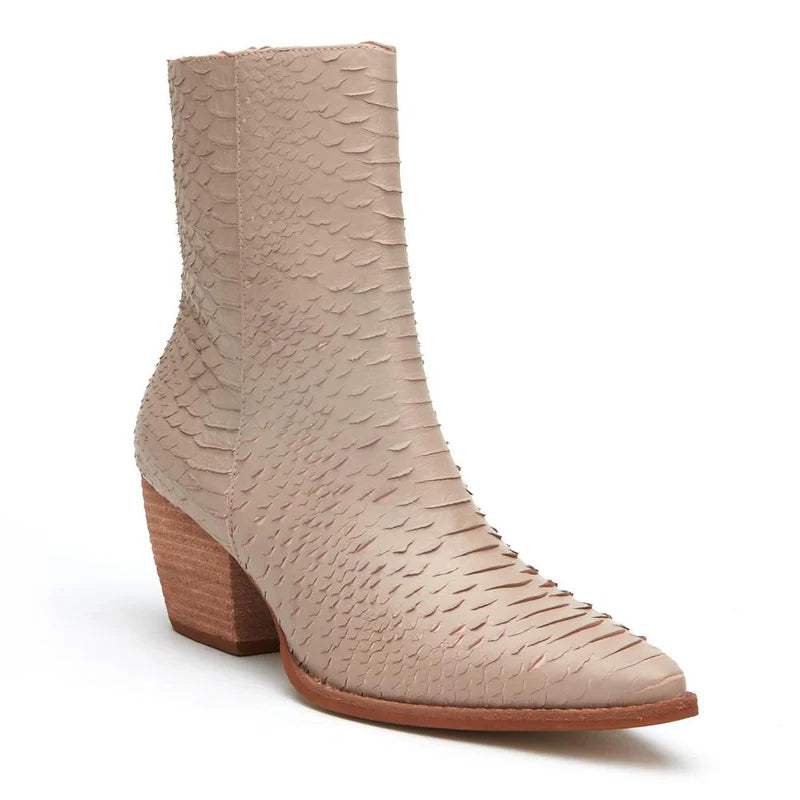 Caty Ivory Snake Skin Boots