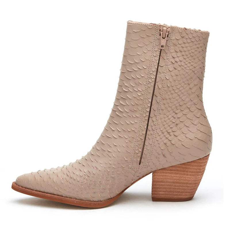 Caty Ivory Snake Skin Boots