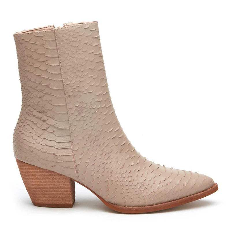 Caty Ivory Snake Skin Boots