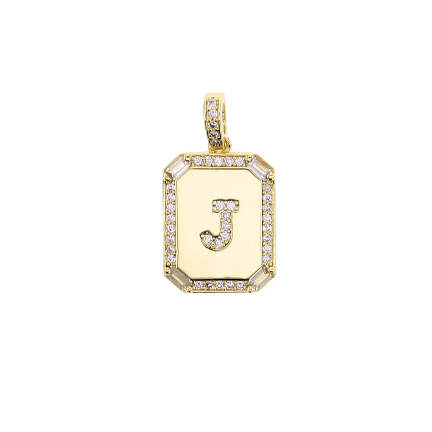 Cubic Zirconia Rhinestone Initial Tag Charm