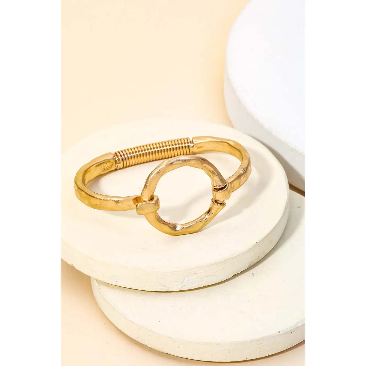 Hammered Circle Bangle Bracelet