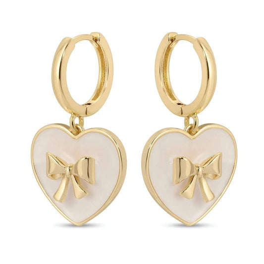 Bow Accented Heart Huggies