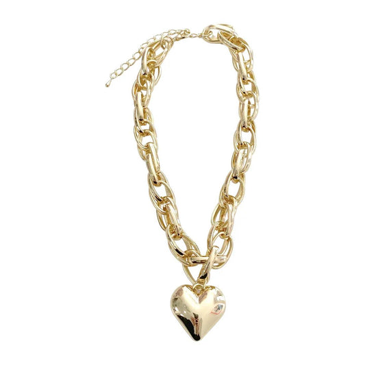 Heart Pendant Chain Necklace in Yellow Gold