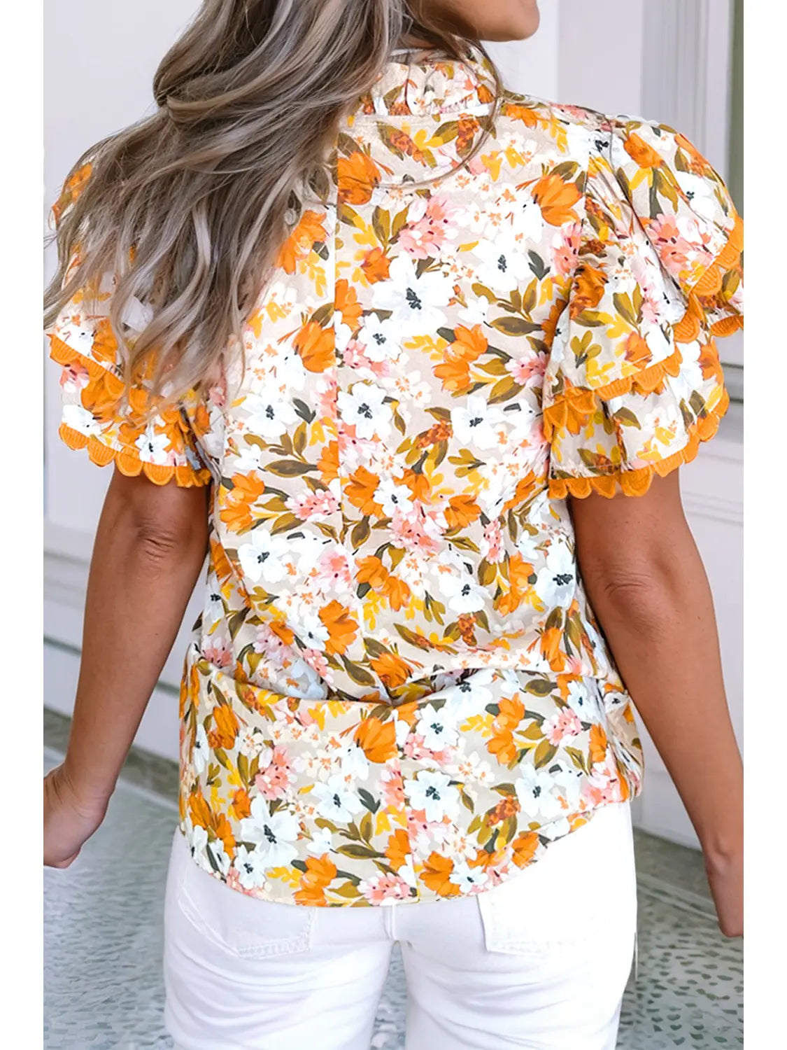 Elara Scalloped Floral Blouse