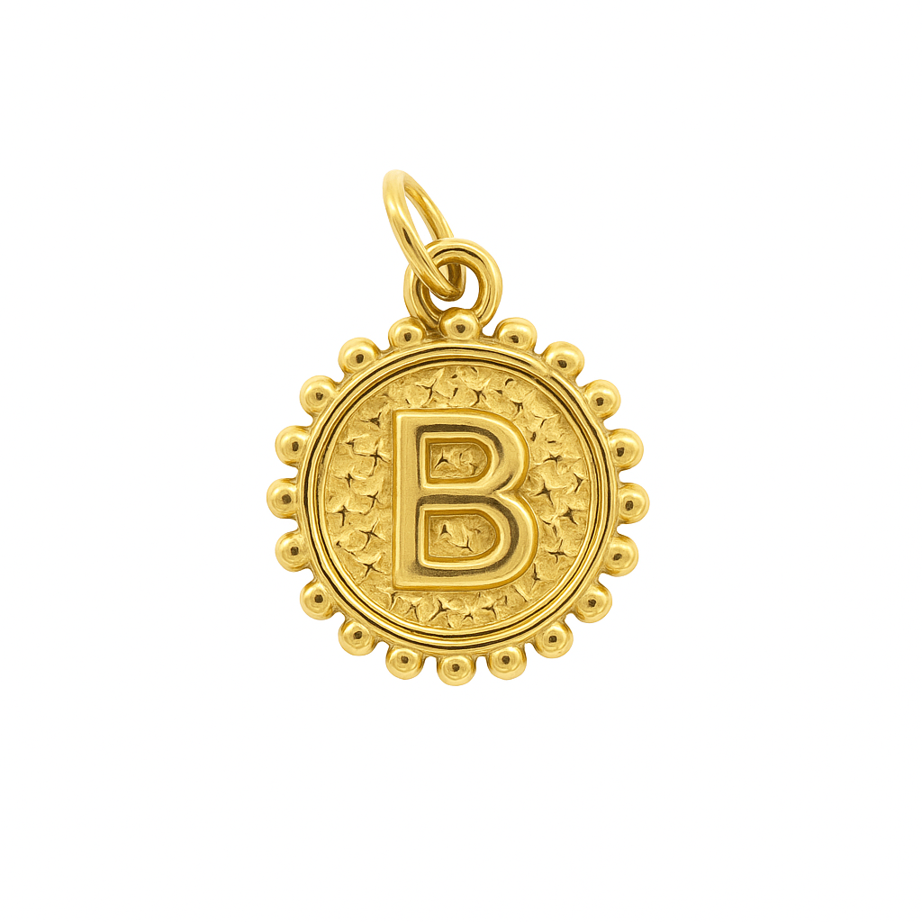 Milgrain Gold Initial Charm