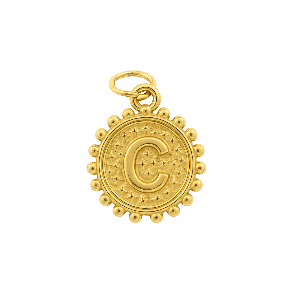 Milgrain Gold Initial Charm