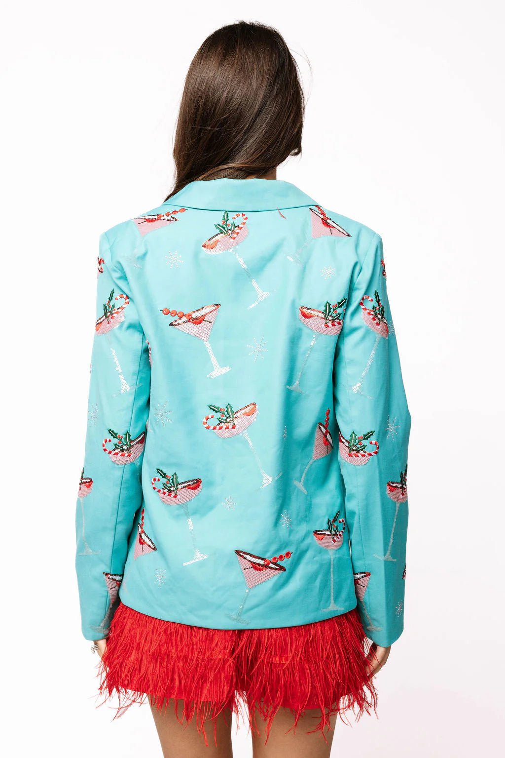Aqua Christmas Cocktail Blazer | Queen of Sparkles