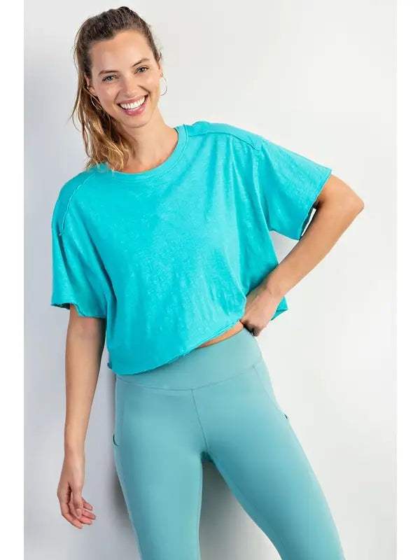 PLUS SIZE | Camellia Cotton Slub Crop Top