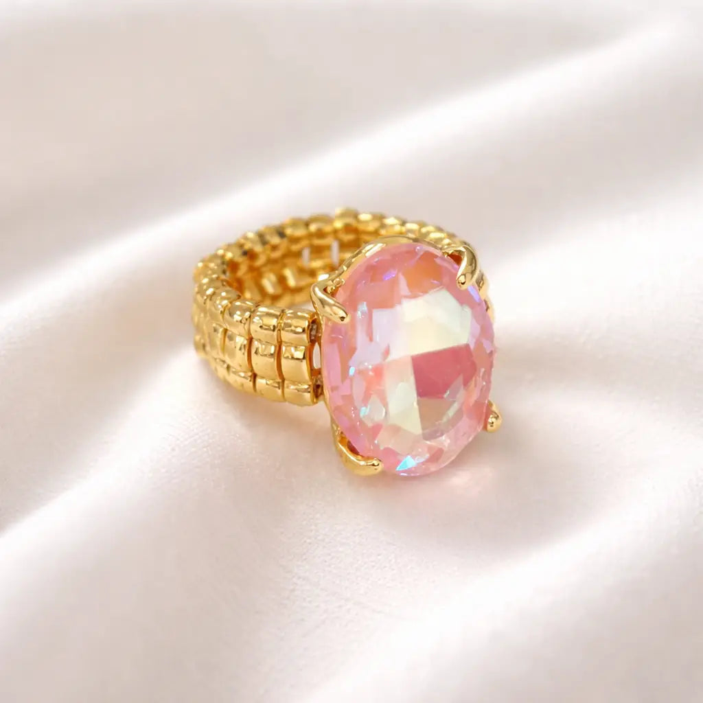 Oval Crystal Cocktail Ring