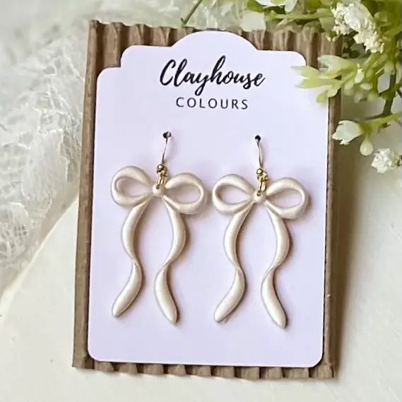 Valentine's Day Clay Bow Earrings