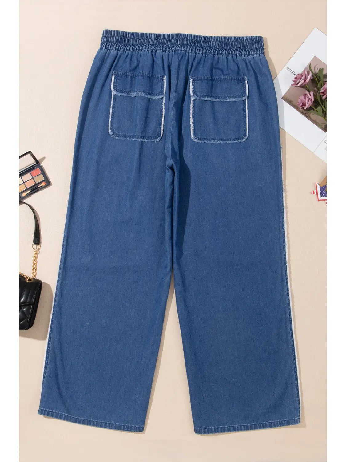 PLUS SIZE | Denim Chambray Wide Leg Pants