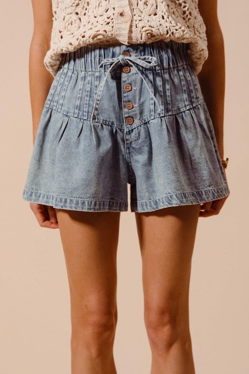 Tallis Flared Denim Shorts