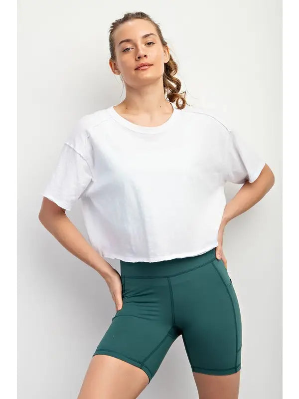 PLUS SIZE | Camellia Cotton Slub Crop Top