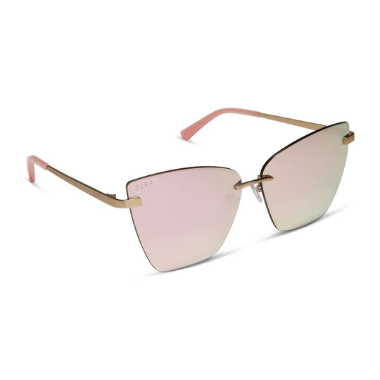 Becky V Brushed Gold & Cherry Blossom Cat Eye Sunglasses | DIFF Eyewear