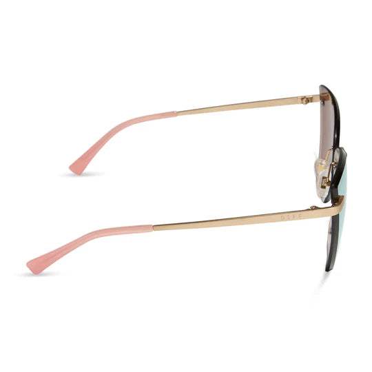 Becky V Brushed Gold & Cherry Blossom Cat Eye Sunglasses | DIFF Eyewear