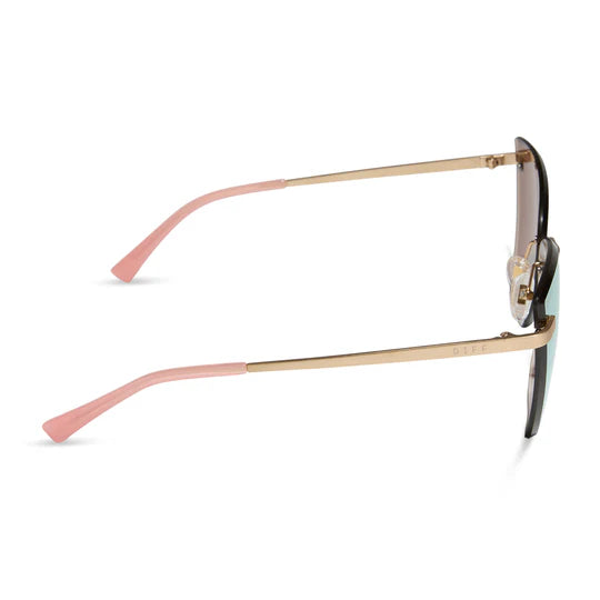 Becky V Brushed Gold & Cherry Blossom Cat Eye Sunglasses | DIFF Eyewear
